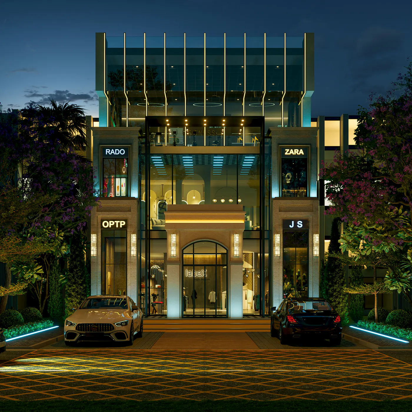 8 Marla commercial building render in DG Khan by Janan Manzil